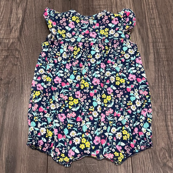 Carter’s Snap Up Floral Pink Yellow Blue Romper - Picture 3 of 4